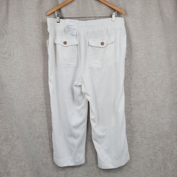 Westbound The Island Crop White Linen Blend Cropped Straight Leg Pants Women's - Picture 6 of 13